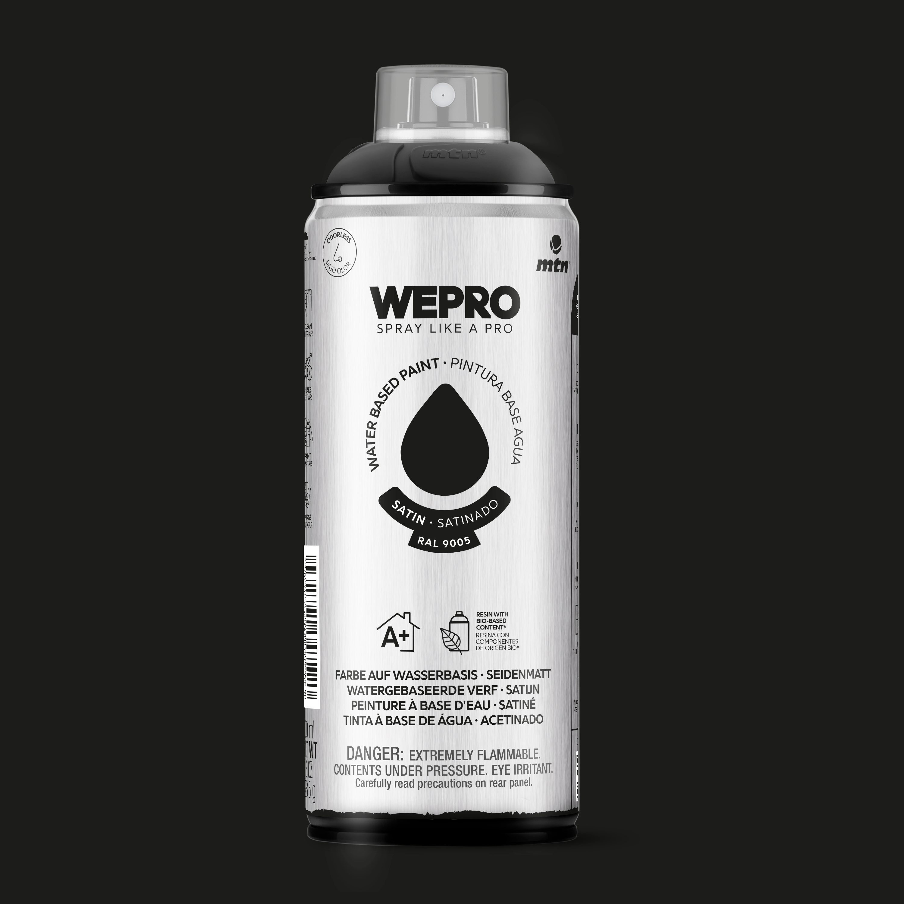 PINTURA SRAY MTN WEPRO WATER SATINADO 400 ML NEGRO COSMOS