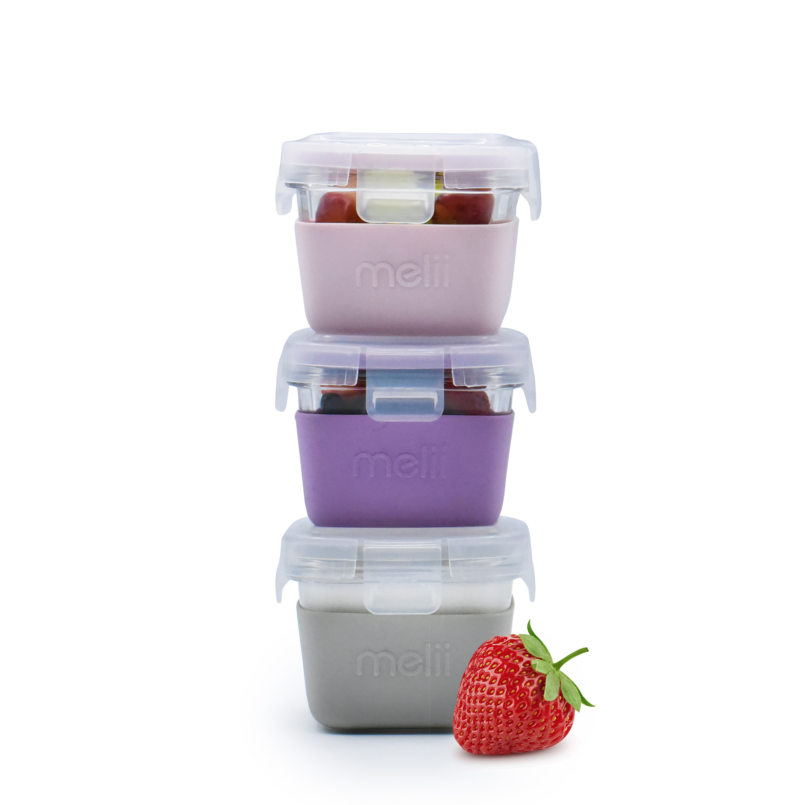 CONTENEDOR ALIMENTOS CRISTAL/SILICONA SET 3UDS 160ML MENTA/AZUL/LIMA