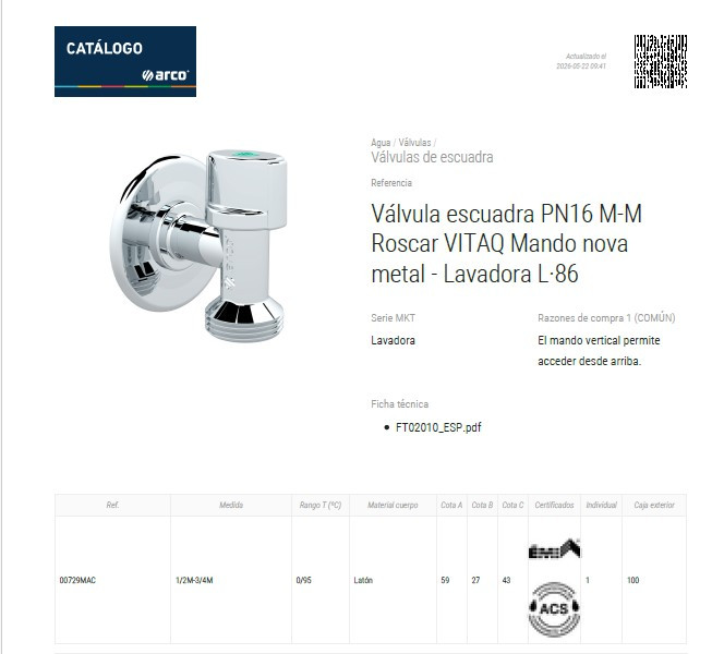 GRIFO LAVADORA PN 16 M-M ROSCAR MANDO NOVA METAL L-86 ANTICAL 1/2 X 3/4