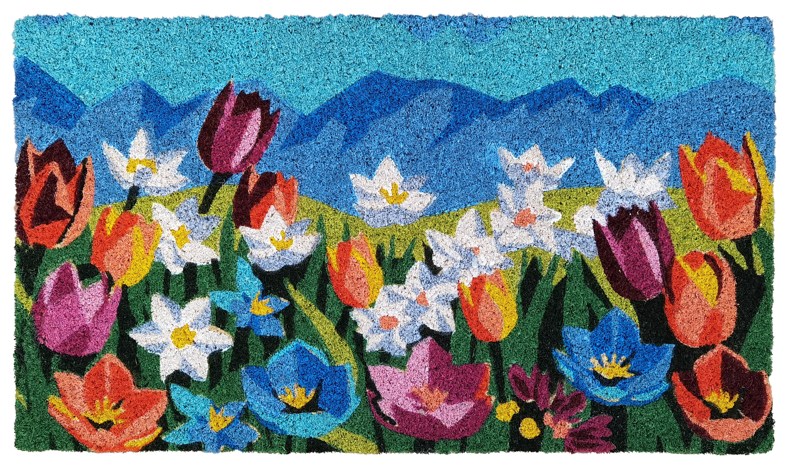 FELPUDO COCO BLANCO DECORADO FLORES POT 40X70CM