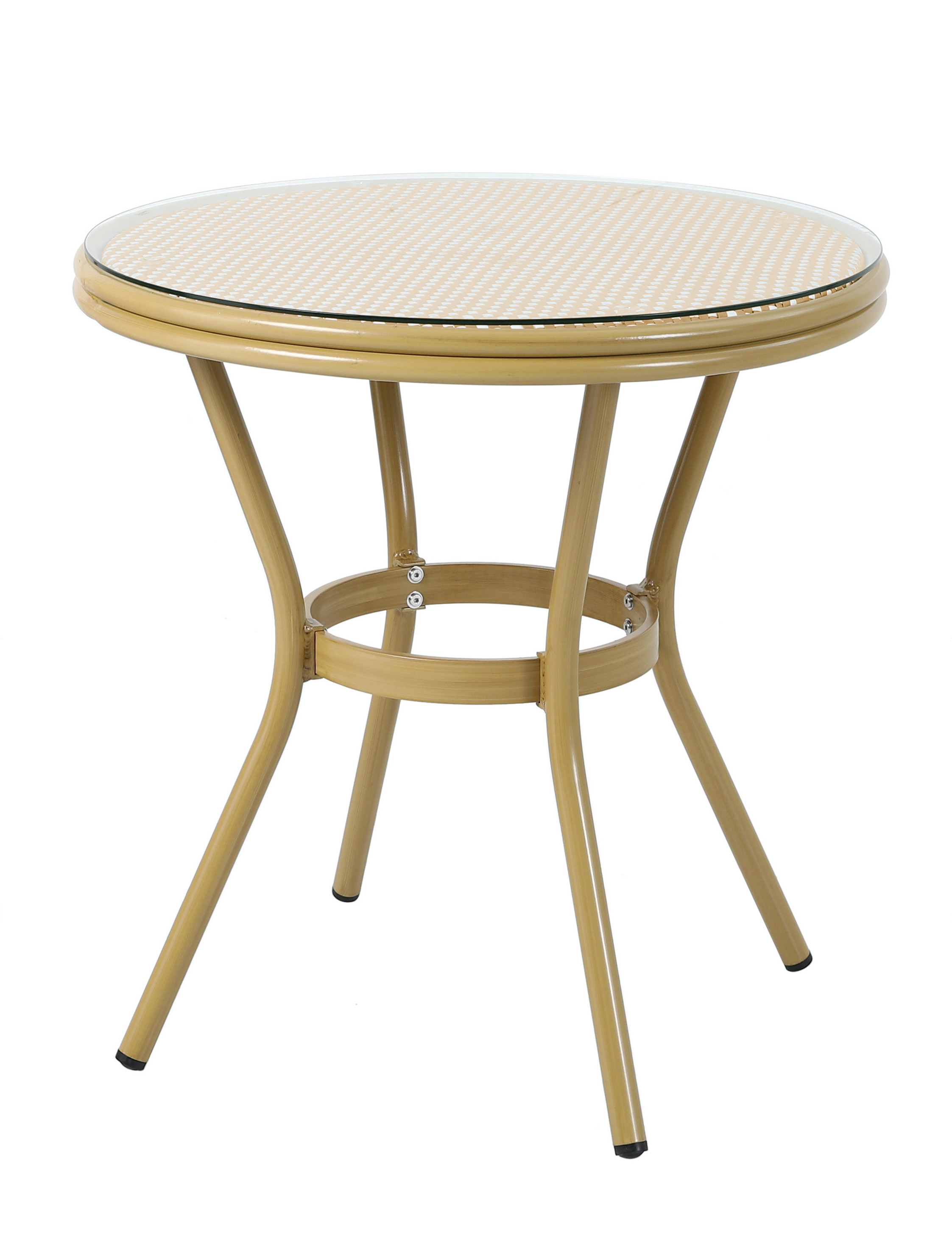 MESA ALUMINIO CRISTAL Ø 70CM RATAN