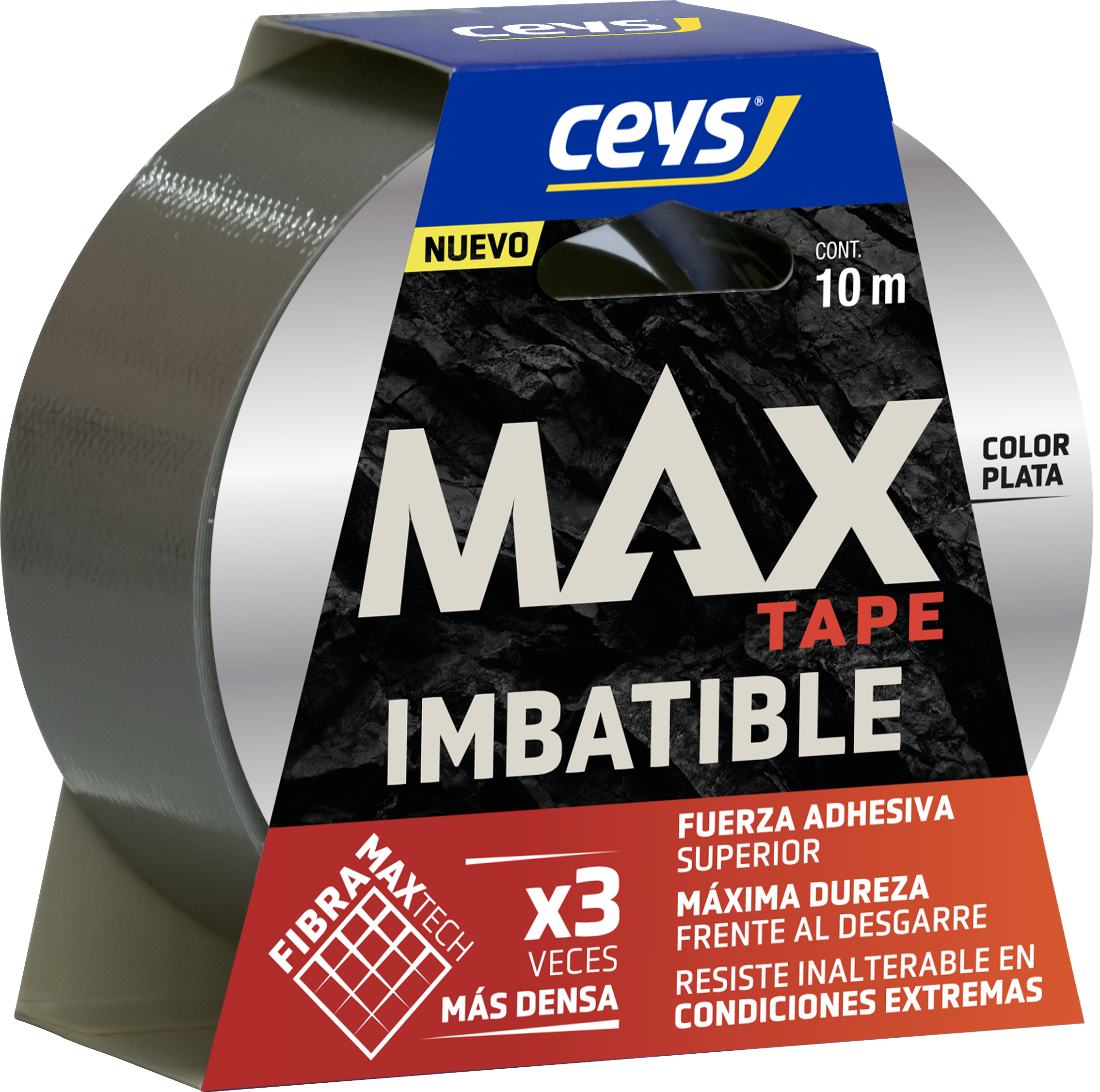 CINTA AMERICANA MAX TAPE 10M X 48MM PLATA
