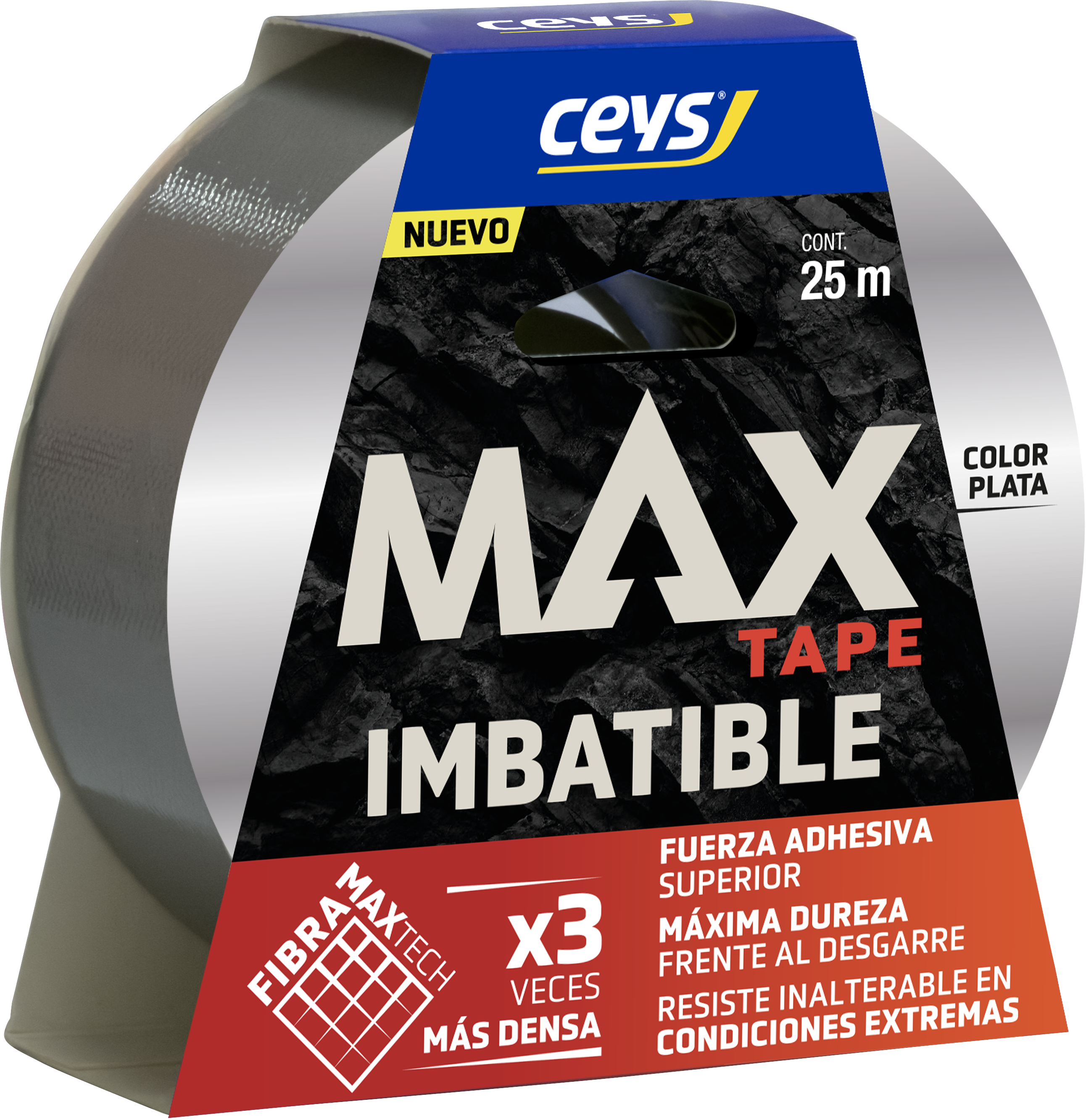 CINTA AMERICANA MAX TAPE 25M X 48MM PLATA