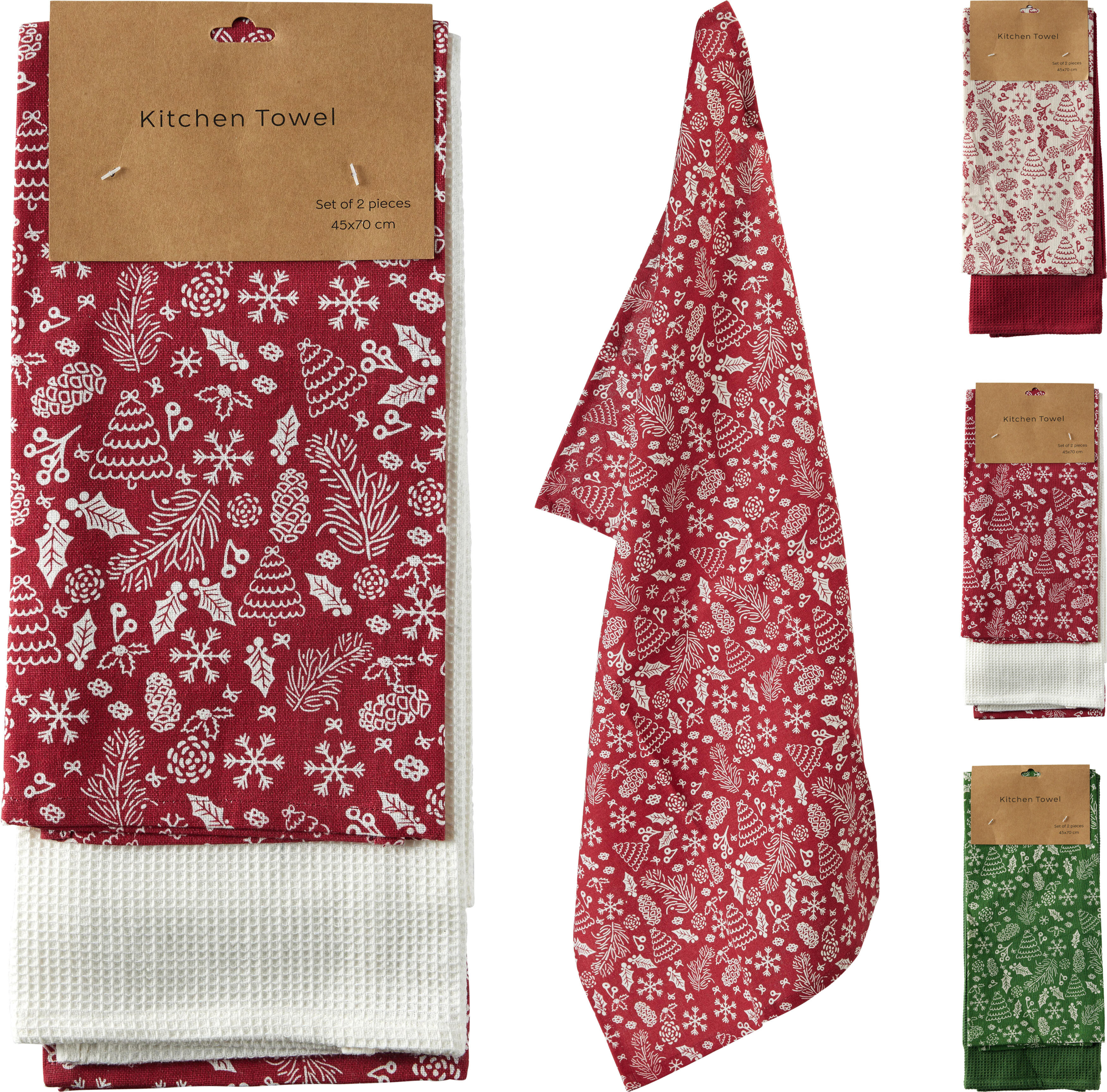 PAÑO DE COCINA SET 2U NAVIDAD SURTIDO 3 COLORES