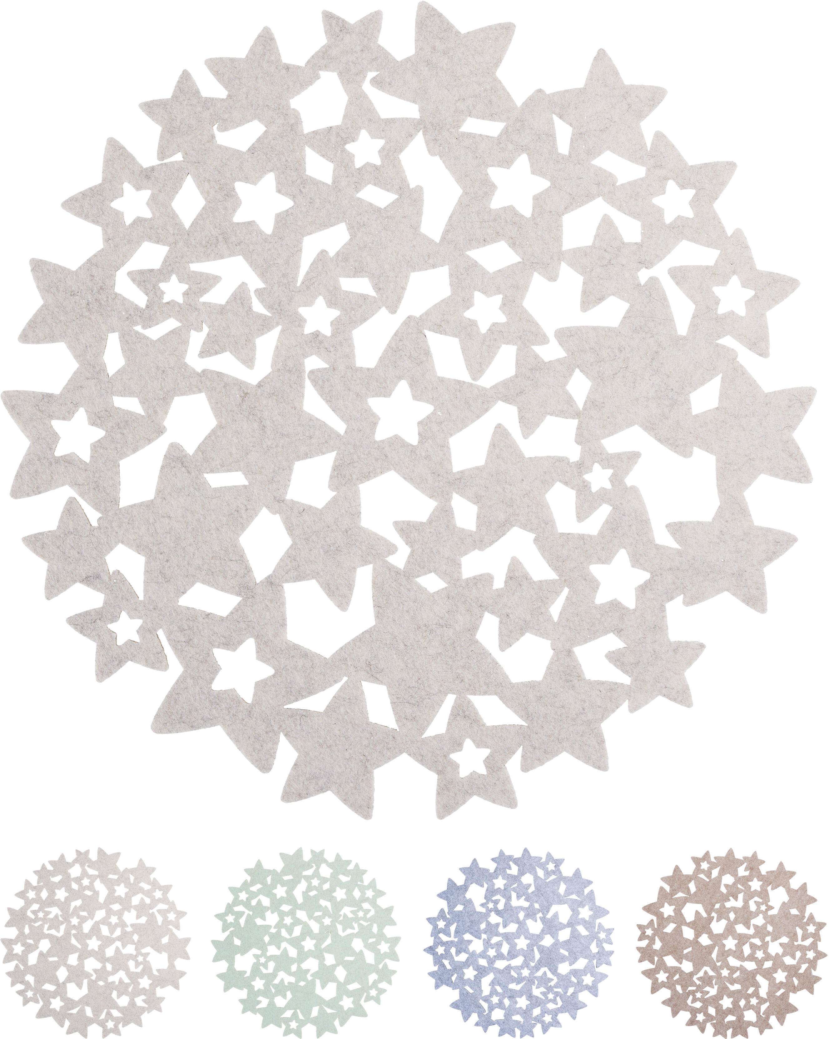 MANTEL INDIVIDUAL FIELTRO 35CM ESTRELLAS SURTIDO 4 COLORES