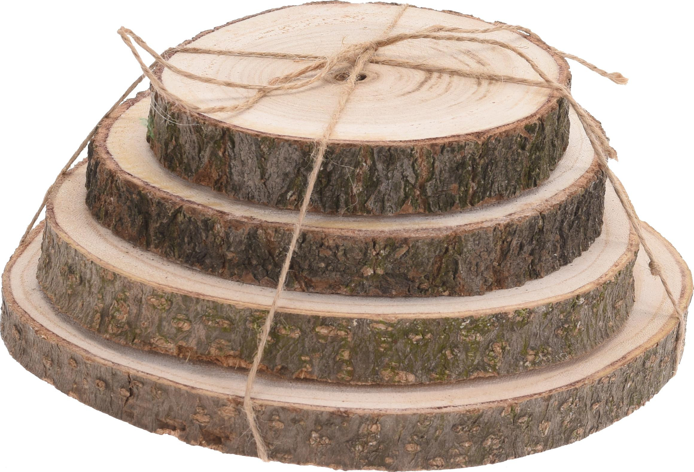BASE MADERA TRONCO NATURAL SET 4U 14-16-18-20CM