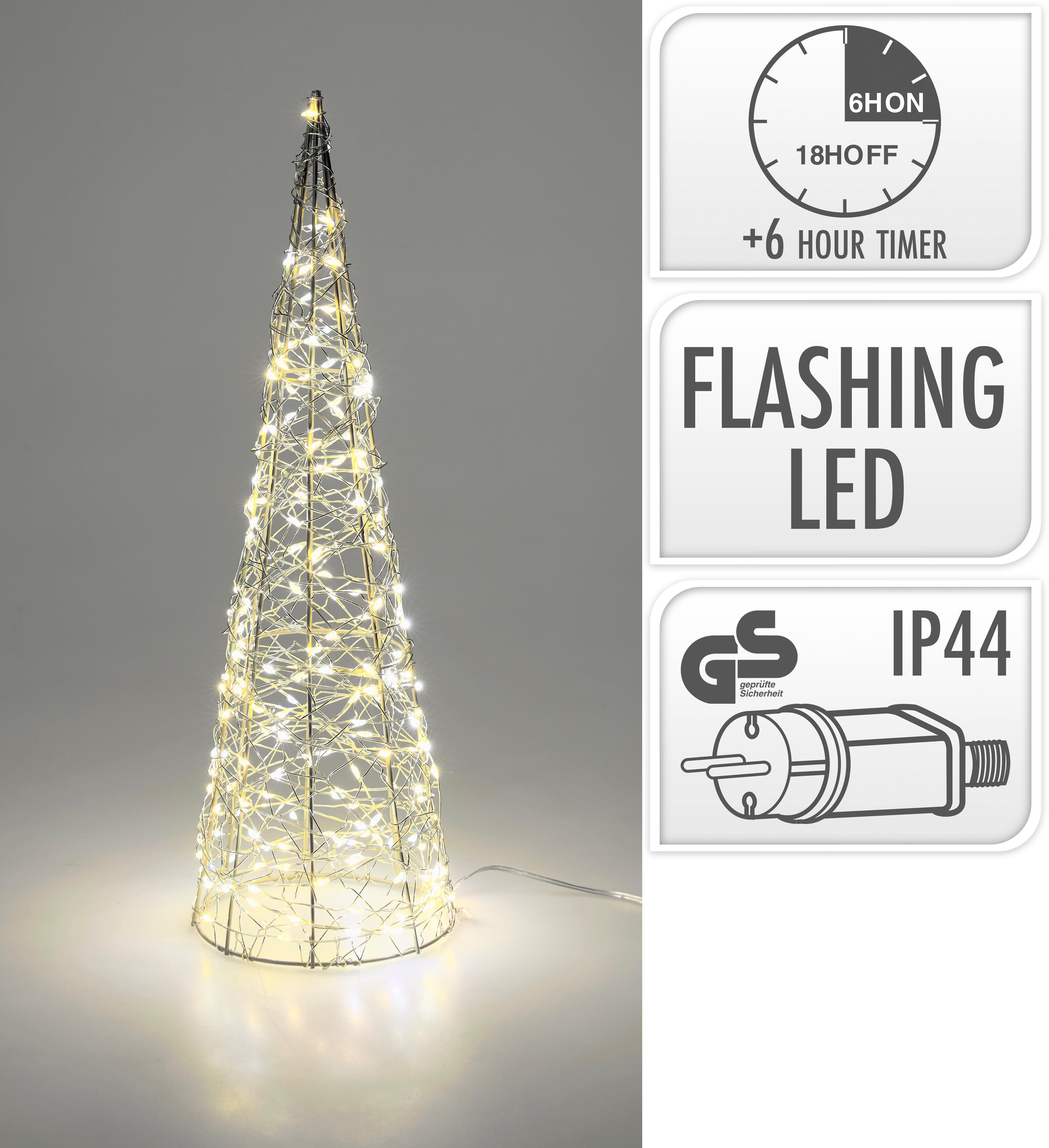 ARBOL CONO 200LEDS FLASH CON PROGRAMADOR 40CM
