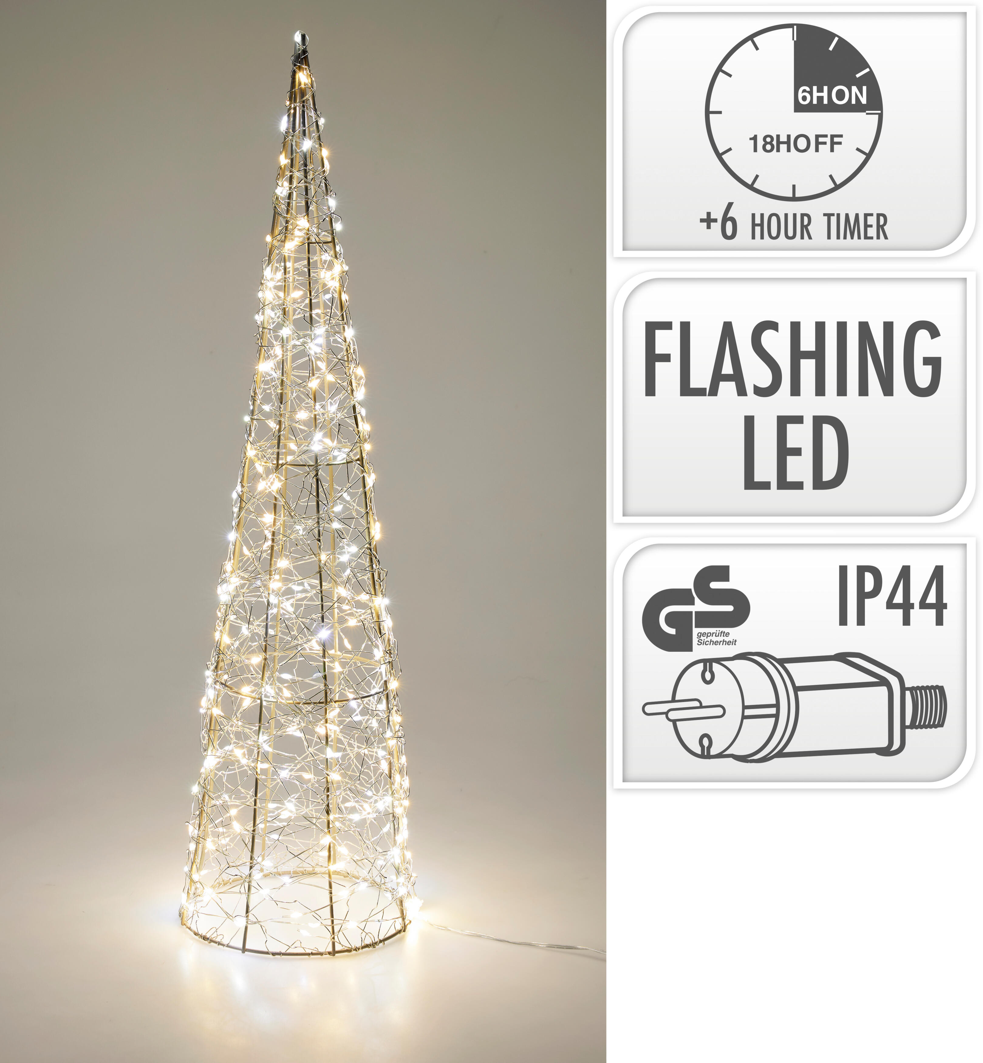 ARBOL CONO 300LEDS FLASH CON PROGRAMADOR 60CM
