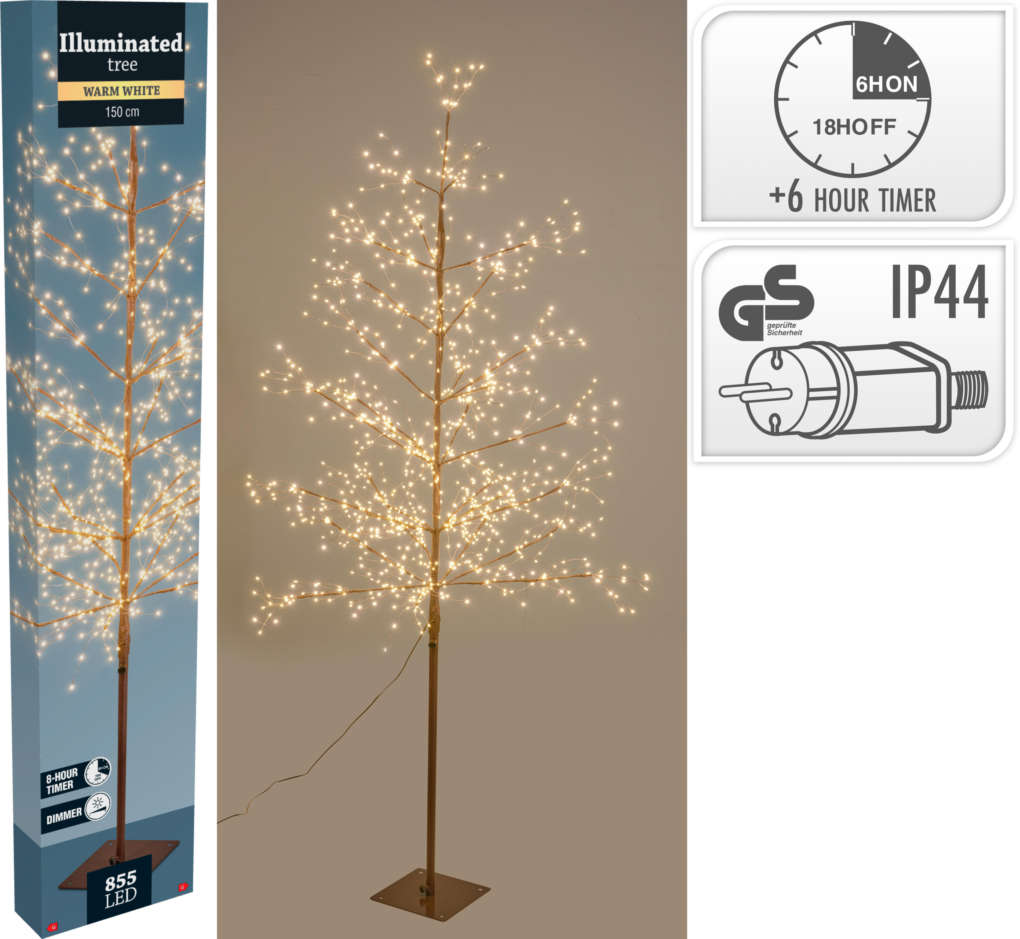ARBOL DECORATIVO 855LEDS CON PROGRAMADOR 150CM