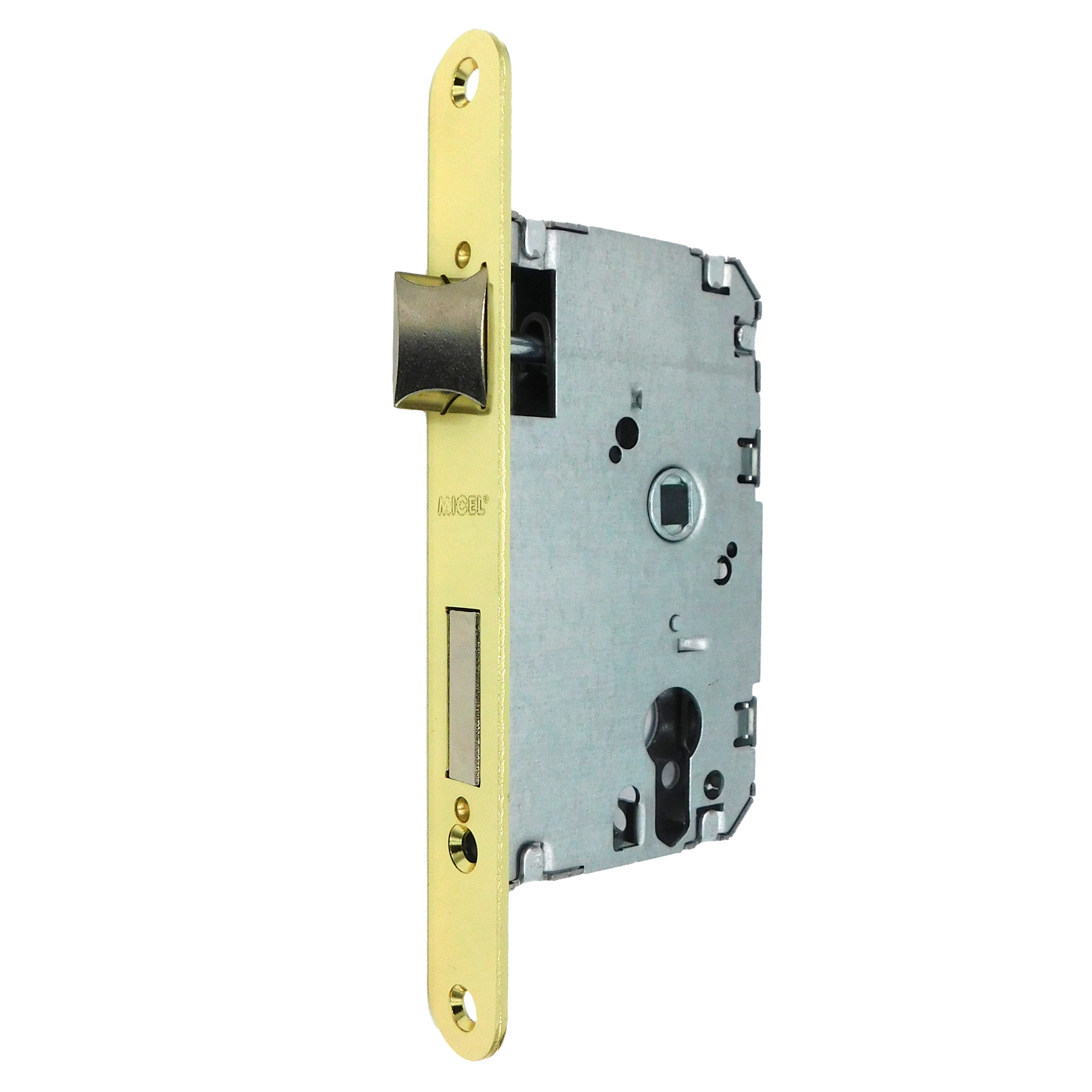 CERRADURA EMBUTIR CANTO REDONDO CRE03 40/47MM LATONADO SIN CILINDRO