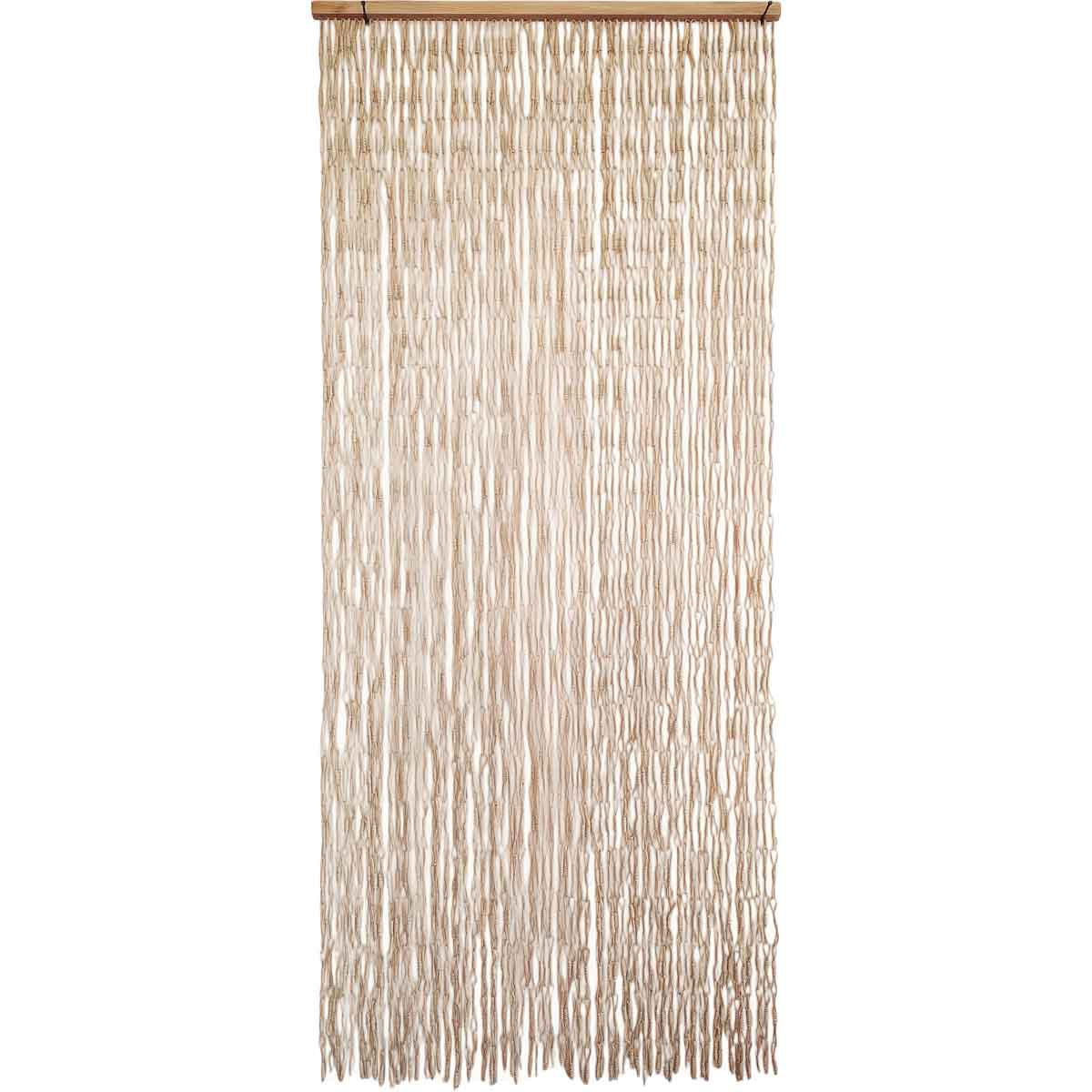 CORTINA PARA PUERTA ALGODON/POLIESTER CUERDA TRENZADA FEUILLE 90 X 200 CM - CRUDO