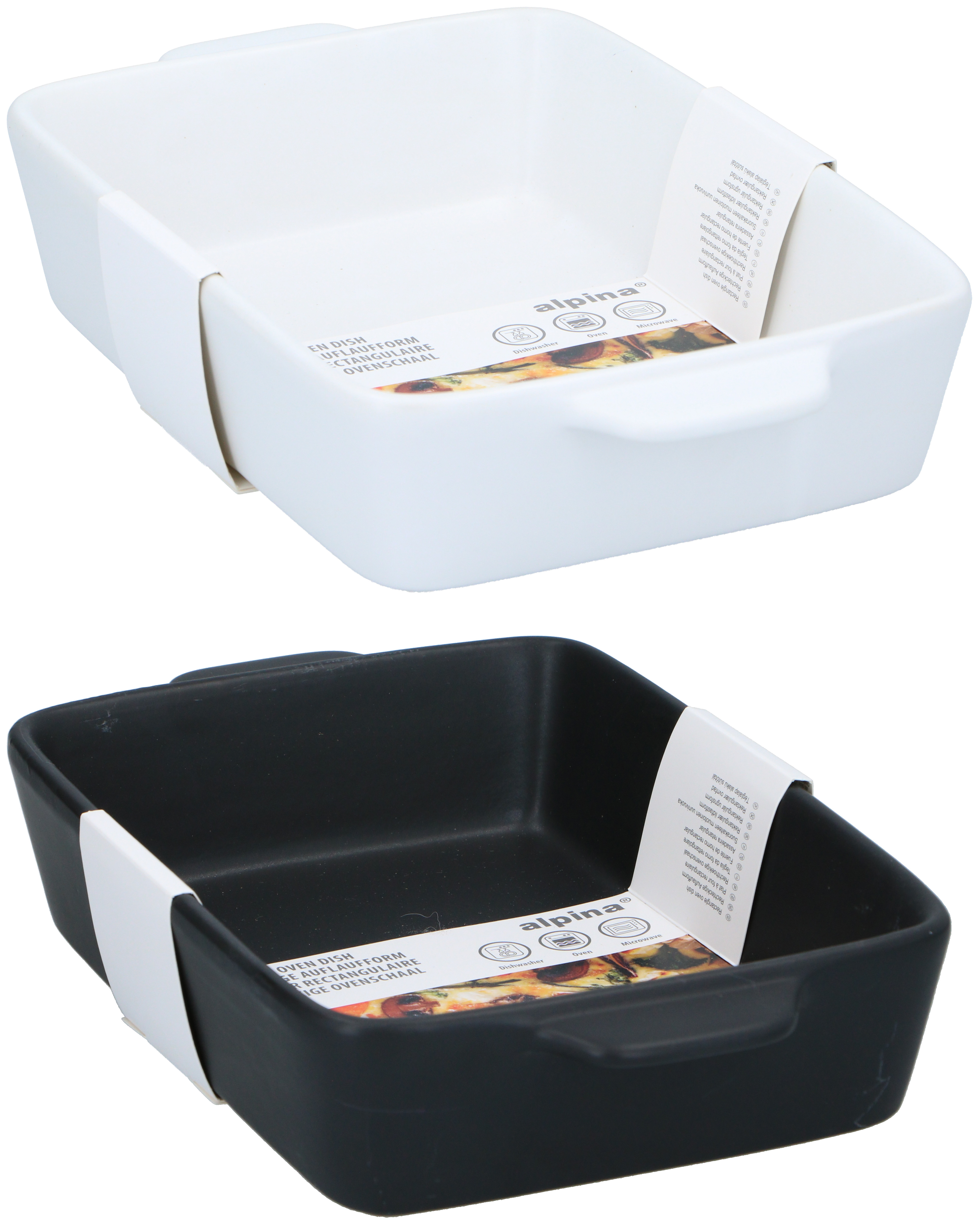 BANDEJA HORNO CERAMICA BLANCA/NEGRA 28X18CM SURTIDA