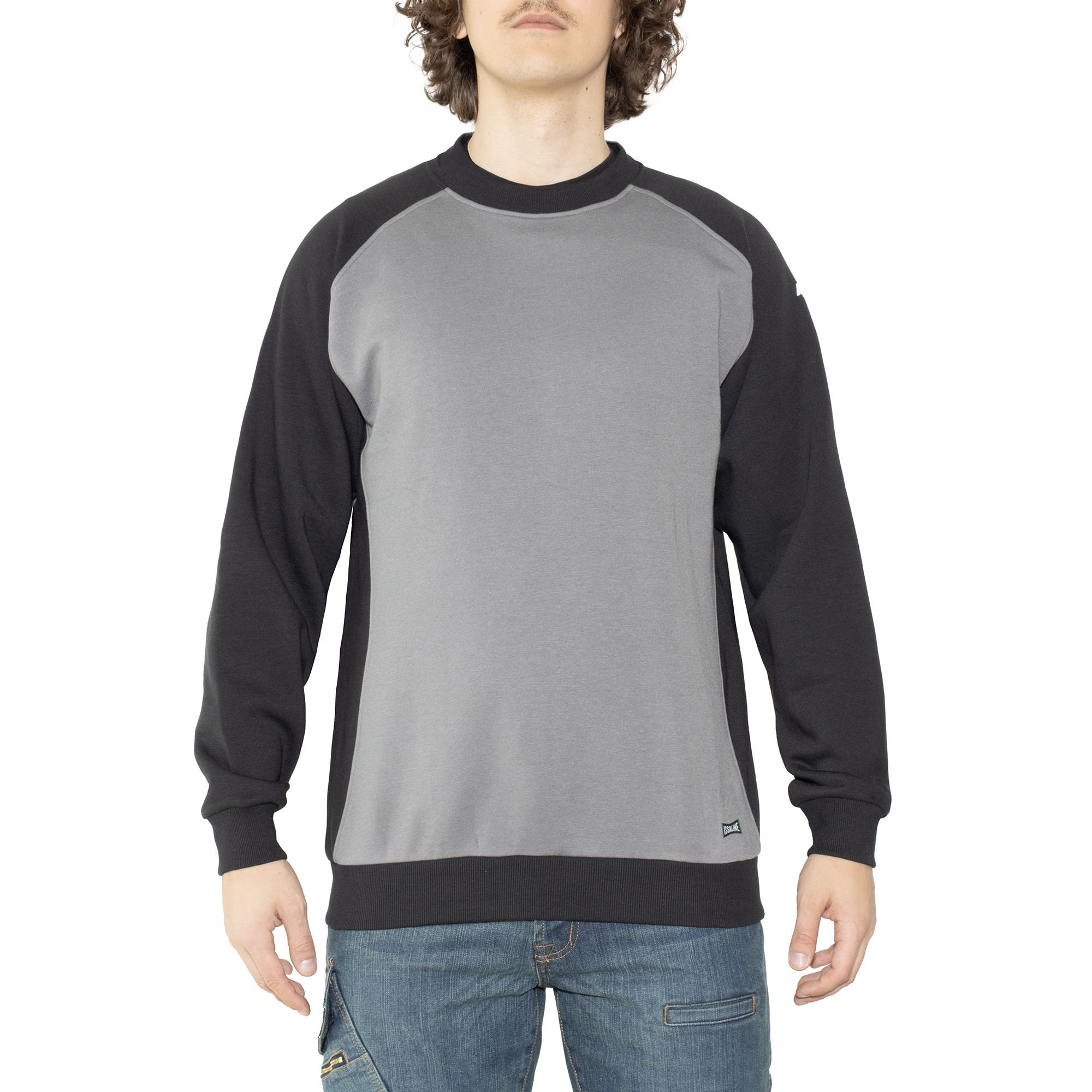 SUDADERA CUELLO REDONDO LAGORAI GRIS-NEGRO TALLA 3XL