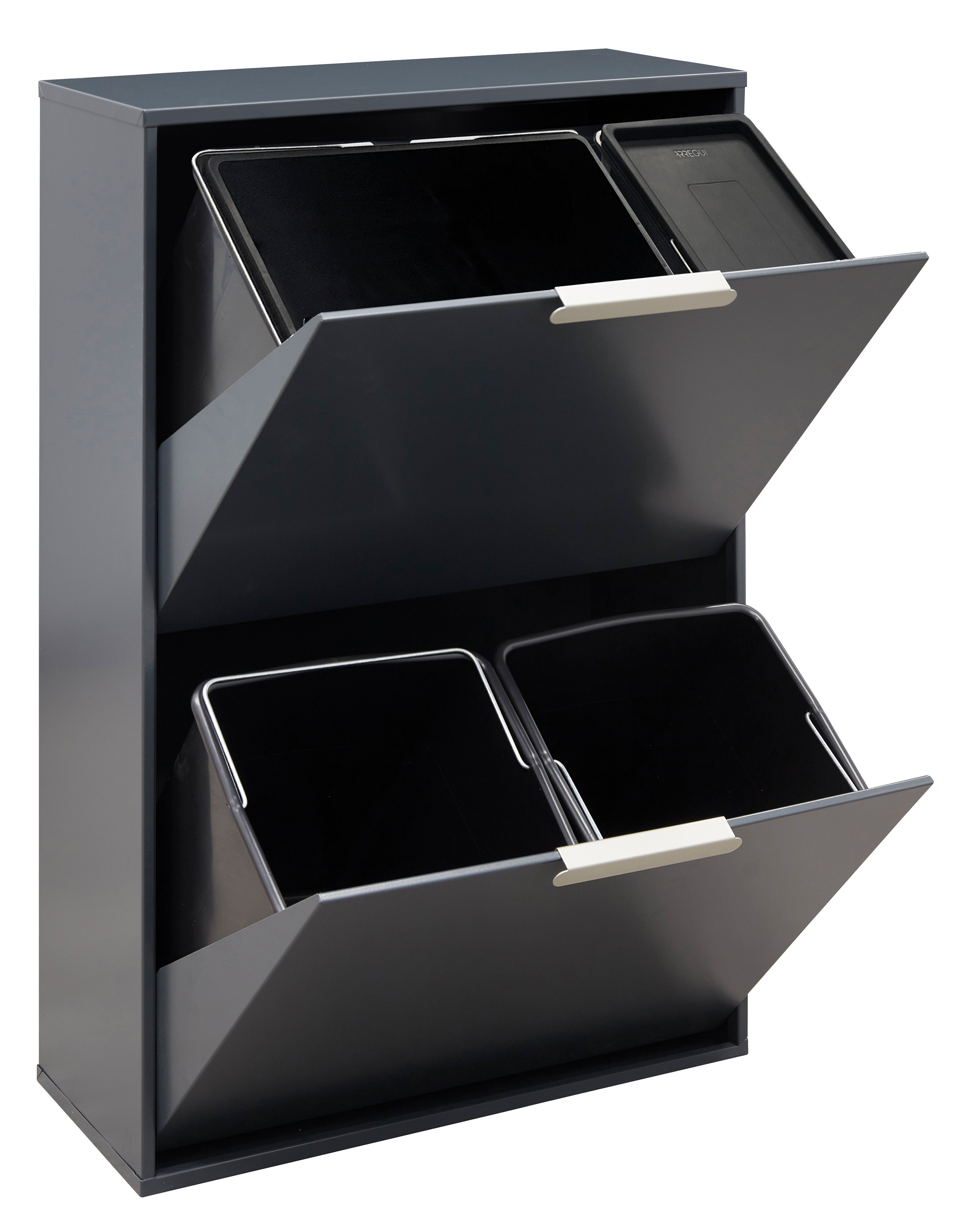 CONTENEDOR RECICLAJE ECOCLASS 4 CUBOS 23+11 / 17+17L ANTRACITA