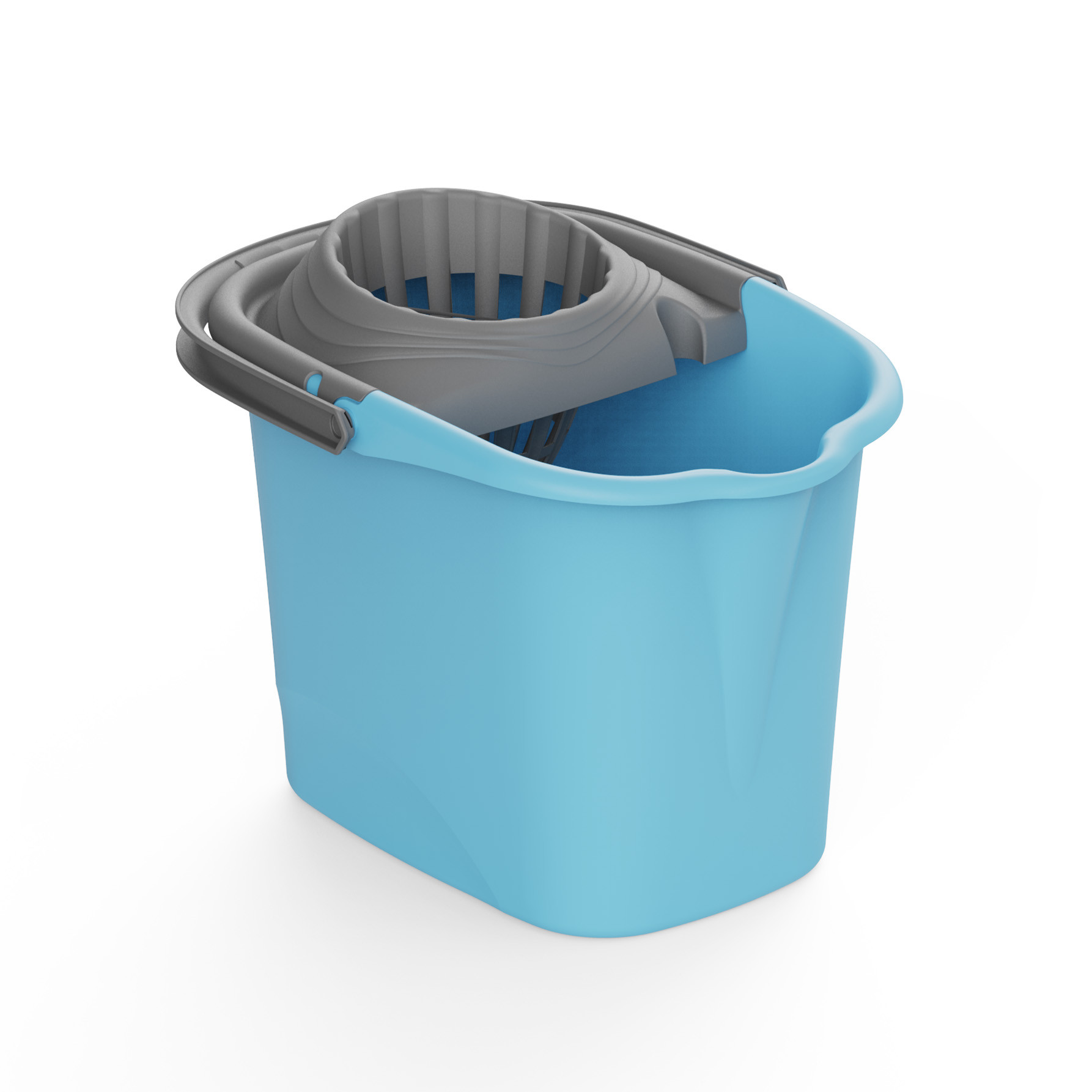 CUBO CON ESCURRIDOR 16 L RECTANGULAR AZUL CLARO