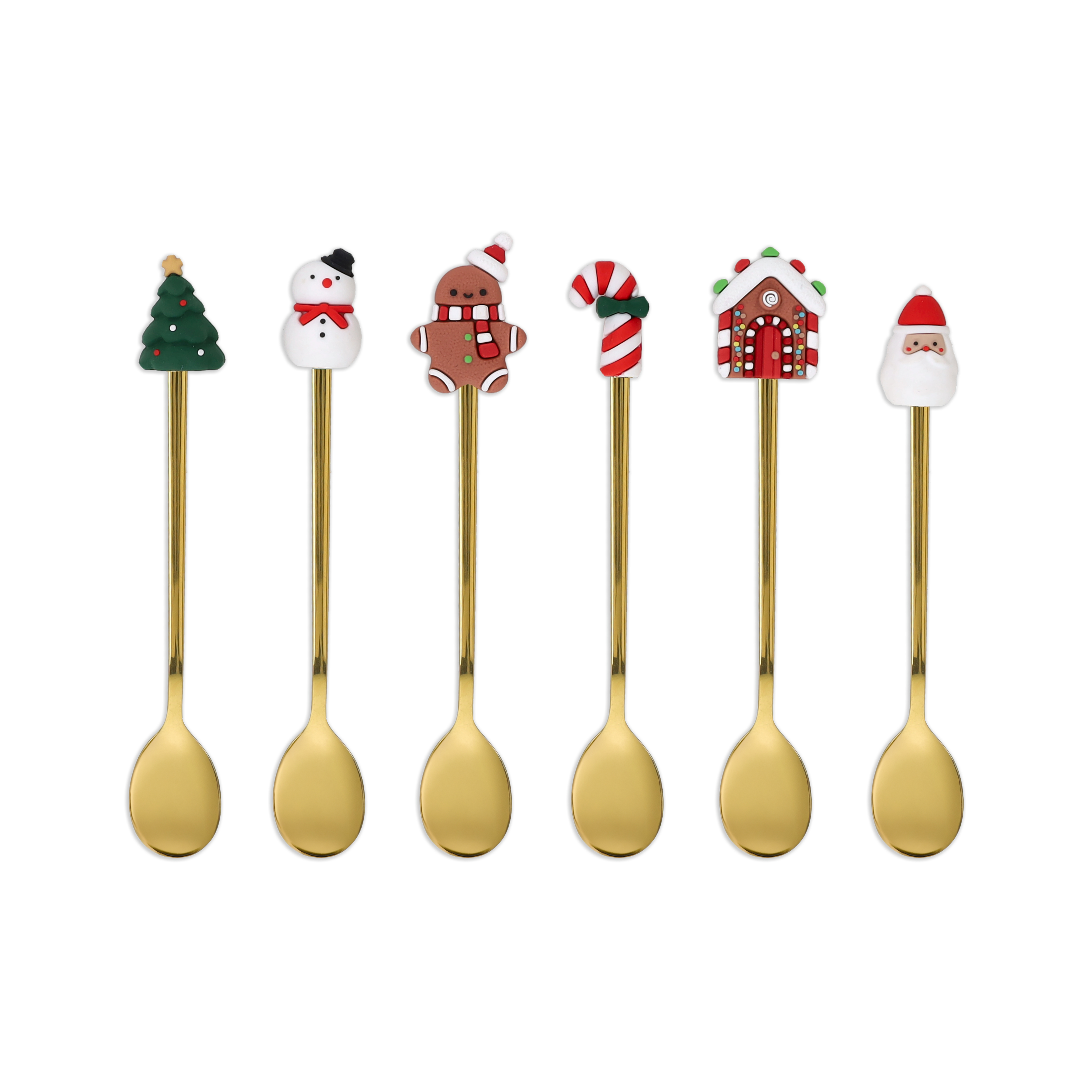CUCHARILLAS NAVIDAD CAFE/TE 6UDS SURTIDAS DORADO