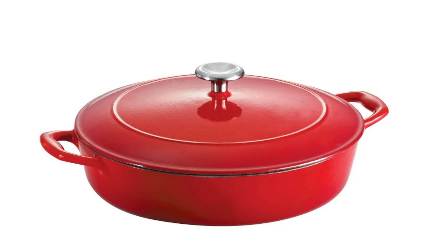 CAZUELA BAJA HIERRO FUNDIDO ESMALTADO CON TAPA 30CM 3,8L ROJO
