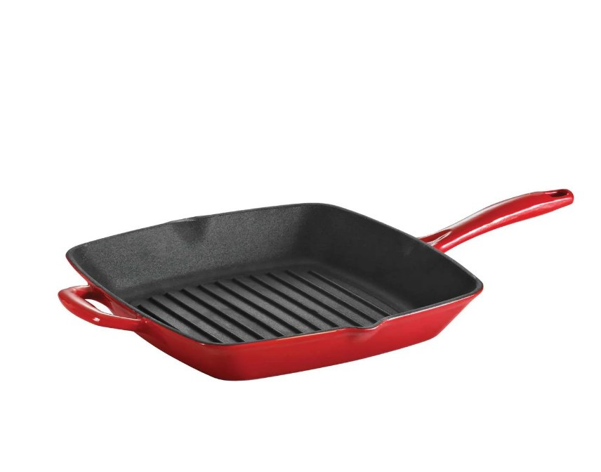 GRILL RAYADO HIERRO FUNDIDO ESMALTADO 27 CM 2,3L ROJO