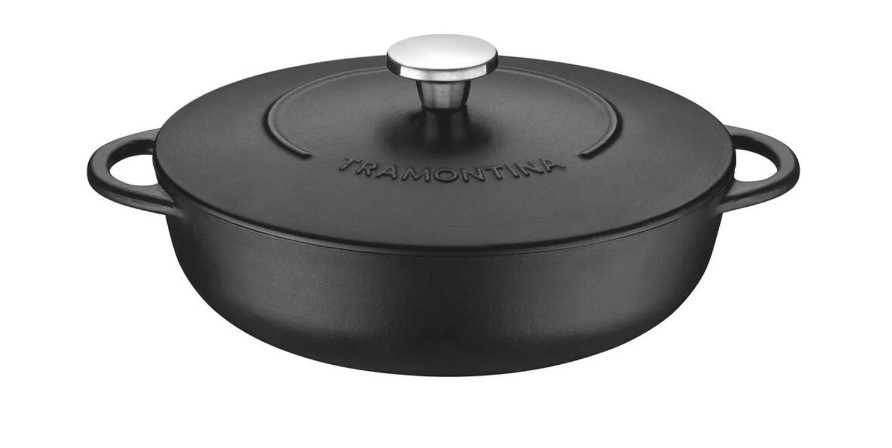 CAZUELA BAJA HIERRO FUNDIDO ESMALTADO CON TAPA 28CM 4L NEGRO