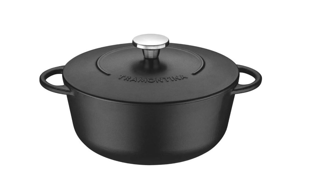 CAZUELA DE HIERRO FUNDIDO ESMALTADO NEGRO CON TAPA 28CM 6L NEGRO