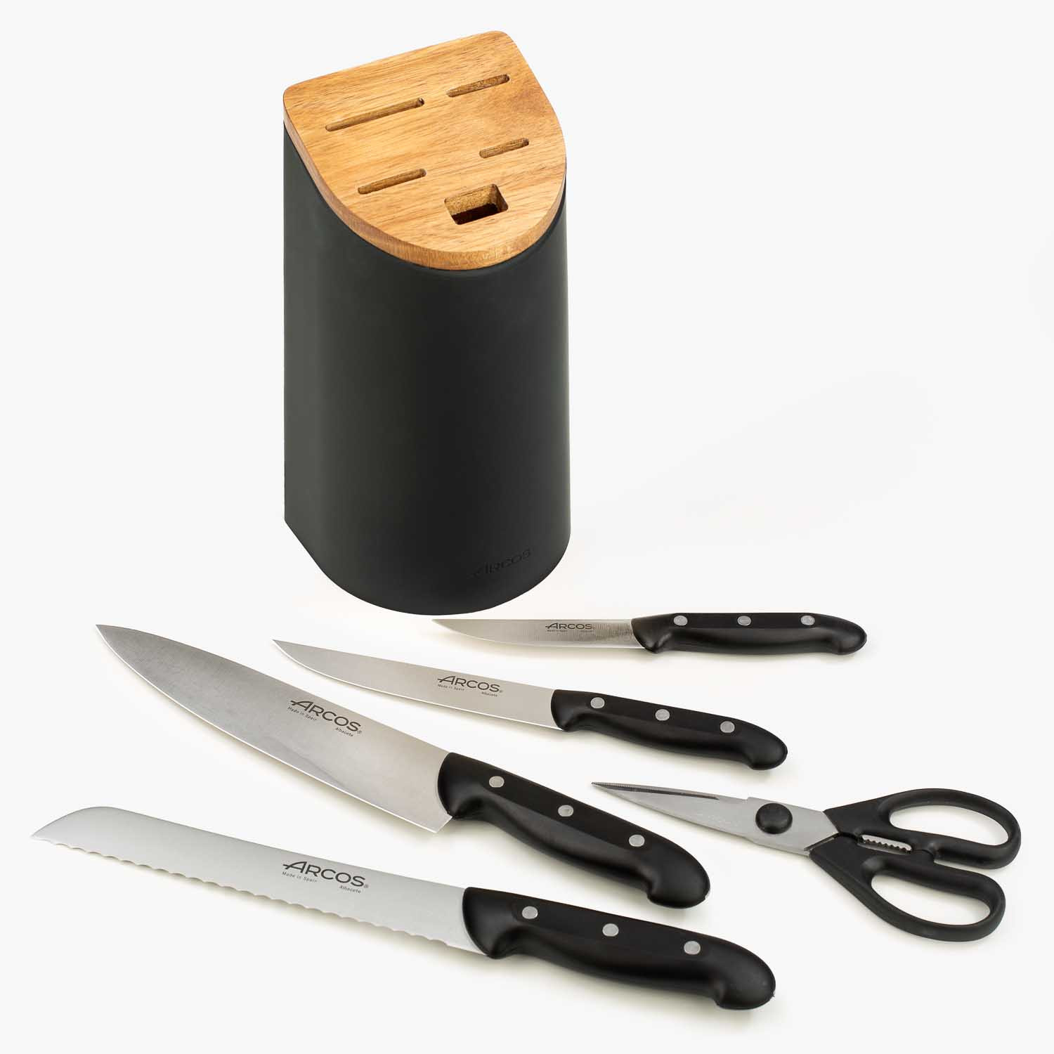 JUEGO 4 CUCHILLOS + TIJERA EN TACOMA NEGRO MAITRE
