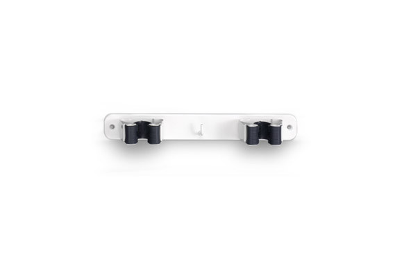COLGADOR 2 ESCOBAS ADHESIVO (BL.1) BLANCO