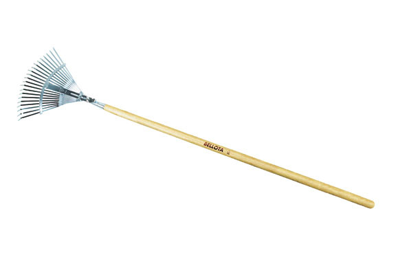 ESCOBA METALICA ACERO 21 DIENTES PLANOS REGULABLE 38,5CM-48CM CON MANGO MADERA DE 120CM