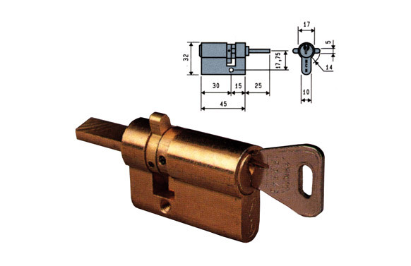 CILINDRO 542 LATON LLAVE SERRETA 35,5-14,5
