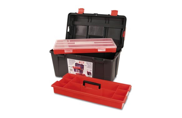 CAJA HERRAMIENTAS PLASTICO N.33 NEGRA 1 BANDEJA+1 ESTUCHE