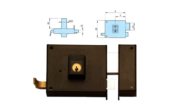 CERRADURA CON PALANCA Y RESBALON 125A/100D-HN