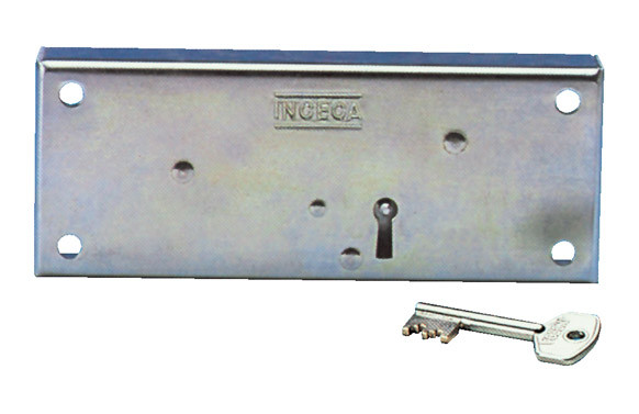 CERRADURA PUERTA METALICA PESTILLOS DENTRO 200 LLAVE BORJAS BICROMATADO