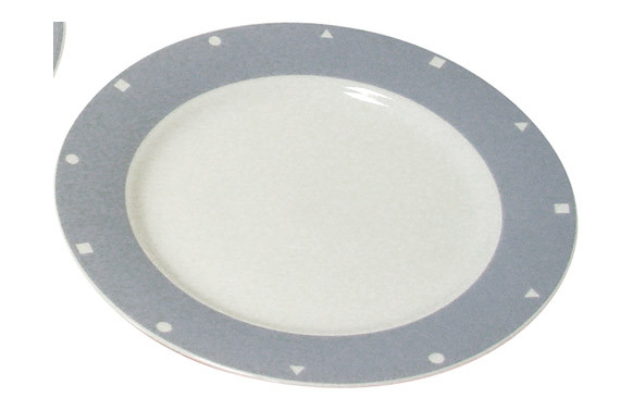 PLATO POSTRE PORCELANA DECORADO GRIS 511