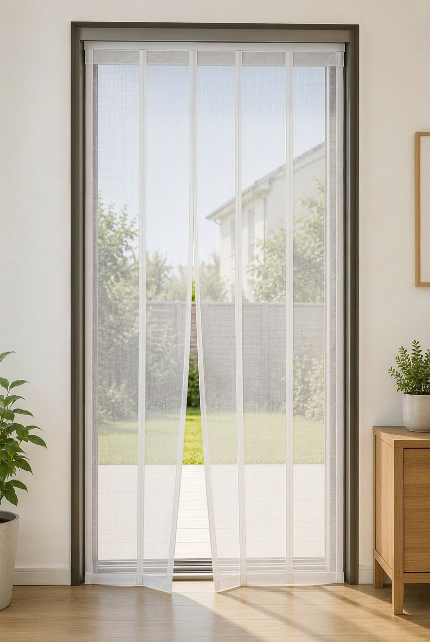 CORTINA MOSQUITERA PARA PUERTAS COLOR BLANCO
