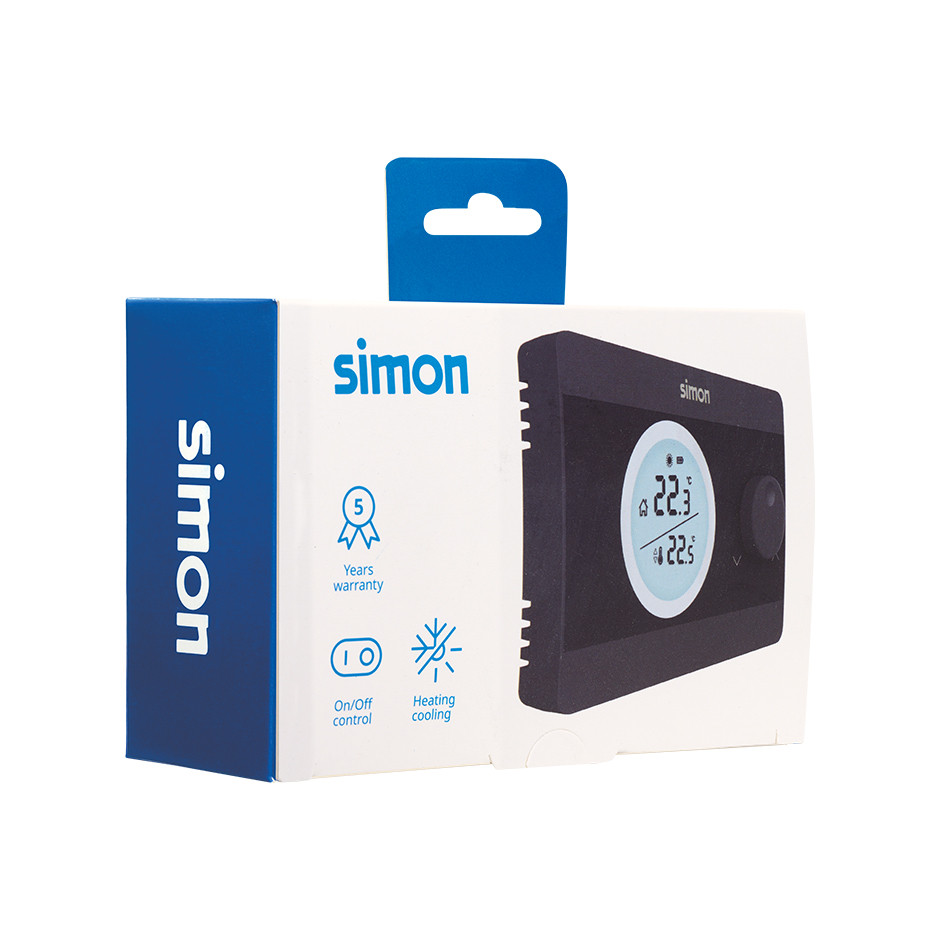 TERMOSTATO DIGITAL ON/OFF NEGRO PARED SIMON