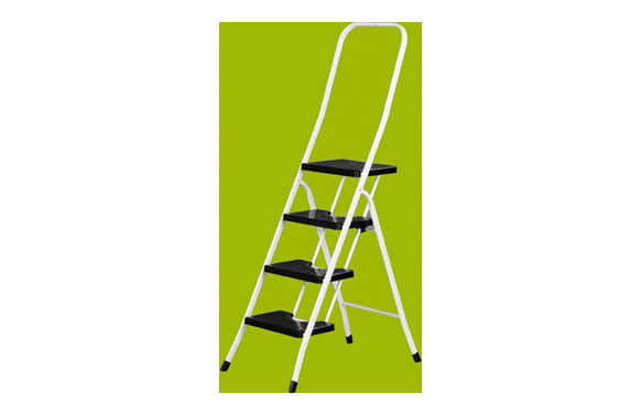 ESCALERA ACERO BLANCA C/BARANDILLA 2 P NEGROS