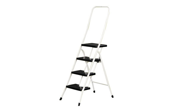 ESCALERA ACERO BLANCA C/BARANDILLA 3 P NEGROS