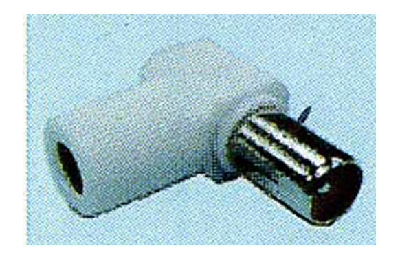 CONECTOR TV Ø9,5 MM BLANCO ACODADO MACHO