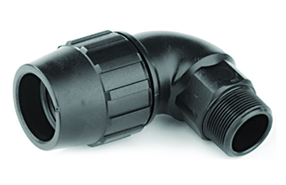 ENLACE ACODADO 90 ROSCA MACHO PE J-69 20-1/2\"