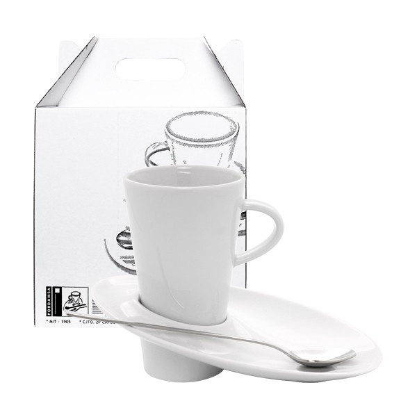 Set capuccino 2 tazas + platos + cuchara 