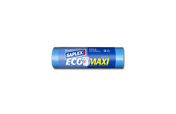 BOLSA BASURA CIERRA FACIL 50L (10U) 70X75CM AZUL ECO MAXI