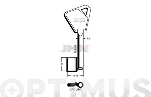 LLAVE GORJA LATON HEMBRA ARC 25G
