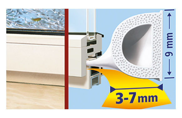 TESAMOLL CAUCHO PERFIL D 6M X 9MM BLANCO
