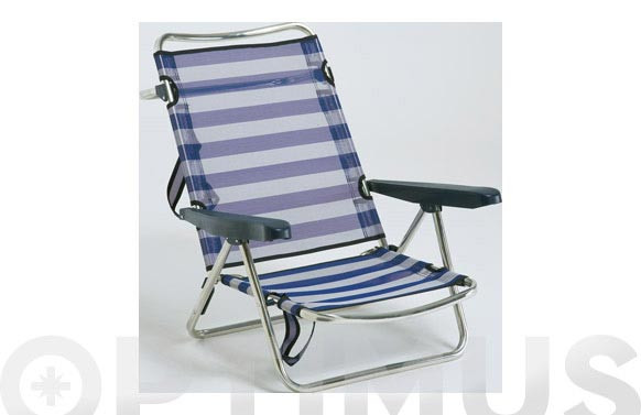 SILLA PLAYA MULTIPOSICION CON ASA PATA TRASERA PLEGABLE ALUMINIO FIBRELINE RAYAS