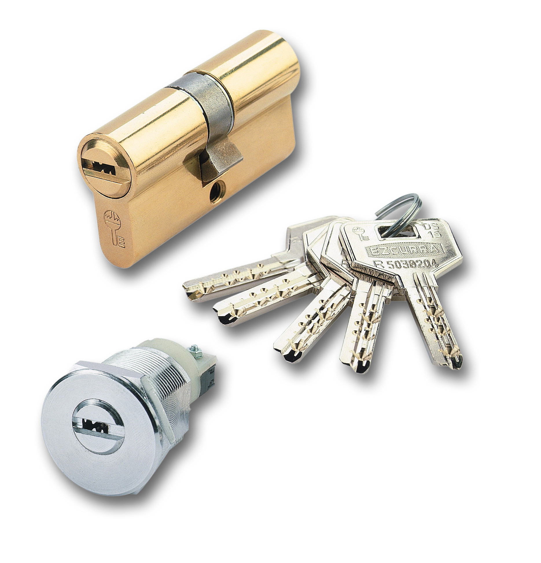 CILINDRO SEGURIDAD DS15 LEVA LARGA 30-50 MM, CROMO MATE, 5 LLAVES