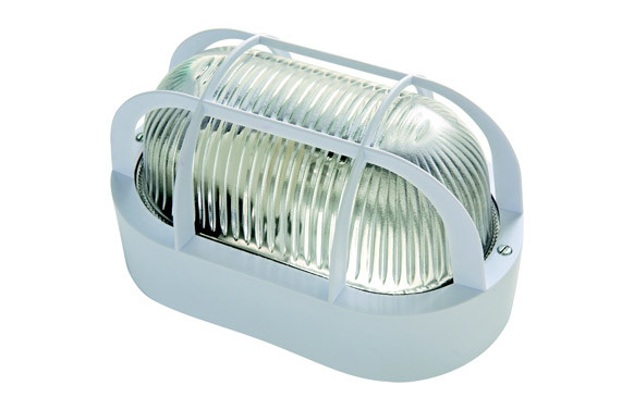 APLIQUE OVAL 60 W CON REJILLA BLANCO