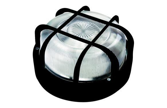 APLIQUE REDONDO 100 W CON REJILLA NEGRO