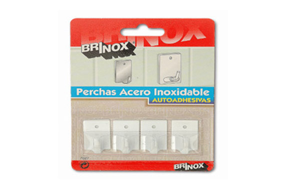MINI COLGADOR ADHESIVO 17 X 26 MM LACADO BLANCO 4 UDS
