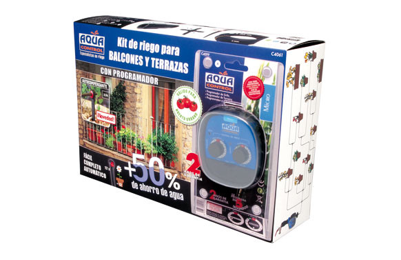 KIT RIEGO GOTA A GOTA PARA BALCON + PROGRAMADOR + 25 MT MICROTUBO + 12 GOTEROS