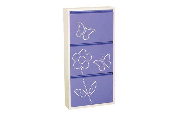 ZAPATERO METALICO 3 PUERTAS 103X50 CM VIOLETA / BLANCO DECORADO