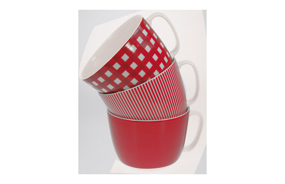 TAZA DESAYUNO 300 ML RAYAS ROJAS